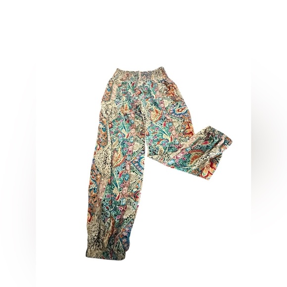 Cupshe Paisley Smocked Waist Tapered Leg Cover-Up Pants - Picture 4 of 7